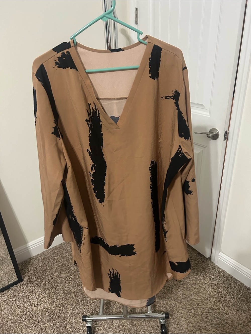 Brown, long sleeve women’s blouse 3xl